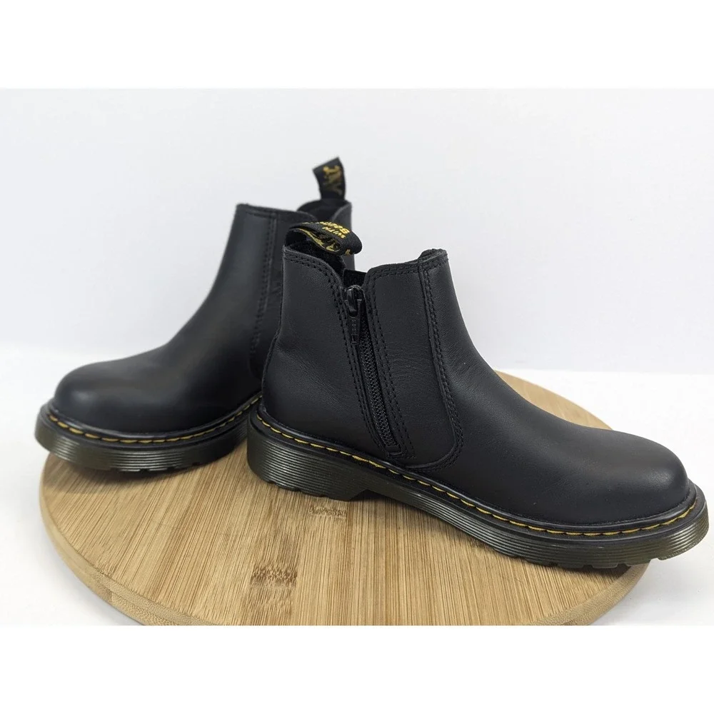 Dr Martens Chelsea Boots Kids Youth Boys Size 2 Black Leather Zipper 2976 School
